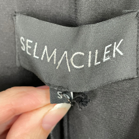 Selmacilek Womens Leather Trench Collar Mini Dress Flap Pockets Size S Black - Picture 9 of 9